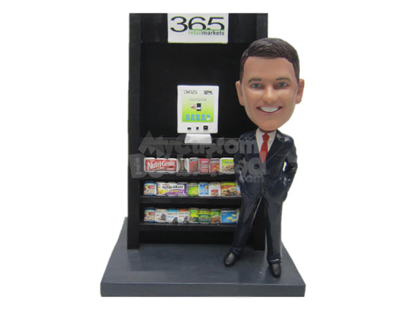 Custom Bobblehead Businessman In Elegant Suit Advertising Vending Machine - Careers & Professionals Corporate & Executives Personalized Bobblehead & Cake Topper Custom Bobblehead Businessman In Elegant Suit Advertising Vending Machine - Careers & Professionals Corporate & Executives Personalized Bobblehead & Cake Topper